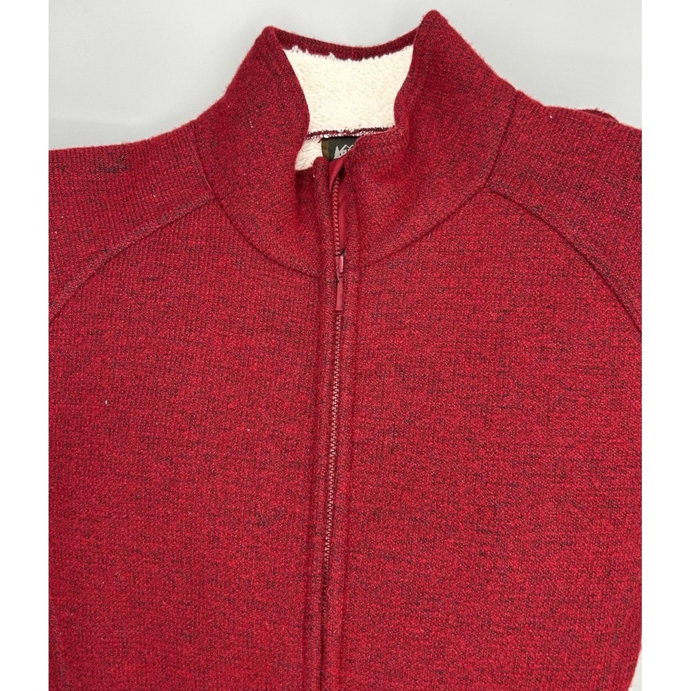 REI Womens Fleece Lined Full Zip Jacket‎ Dark Red Size Medium Wool Blend EUC
